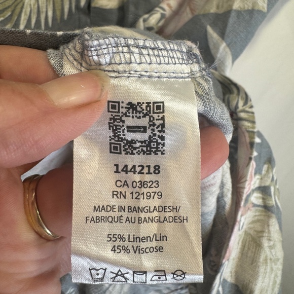 Projek Raw Hawaiian Shirt Mens Size XL Charcoal Floral Short Sleeve Linen Blend - Picture 4 of 9